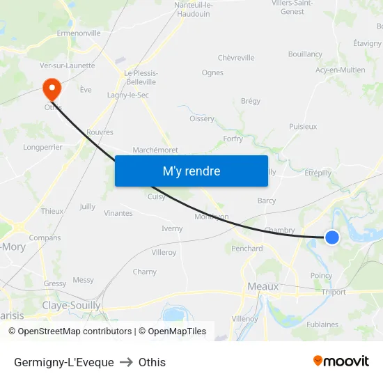 Germigny-L'Eveque to Othis map