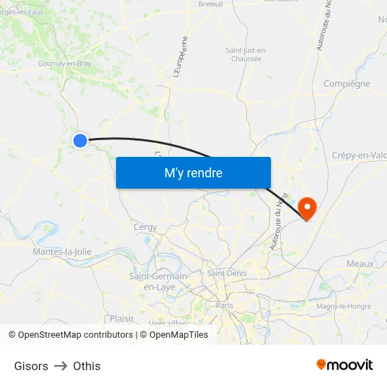 Gisors to Othis map
