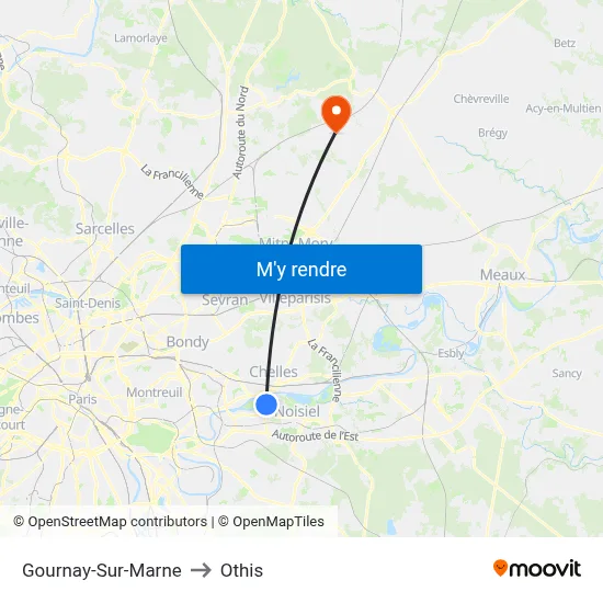 Gournay-Sur-Marne to Othis map