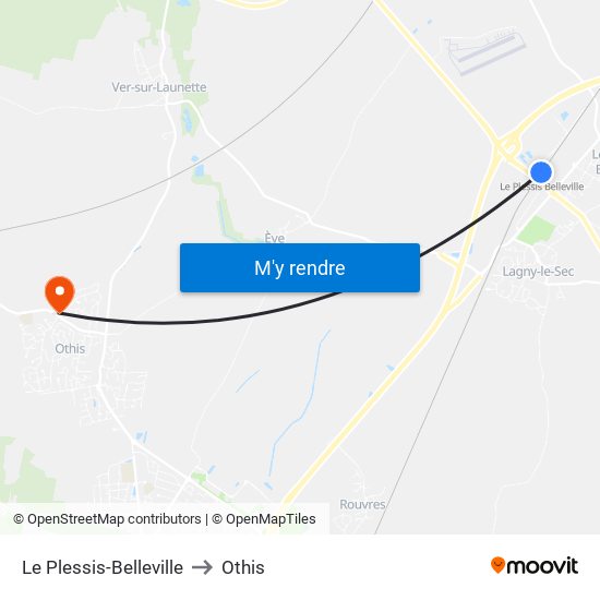 Le Plessis-Belleville to Othis map