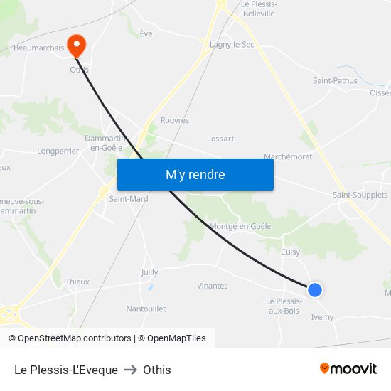 Le Plessis-L'Eveque to Othis map