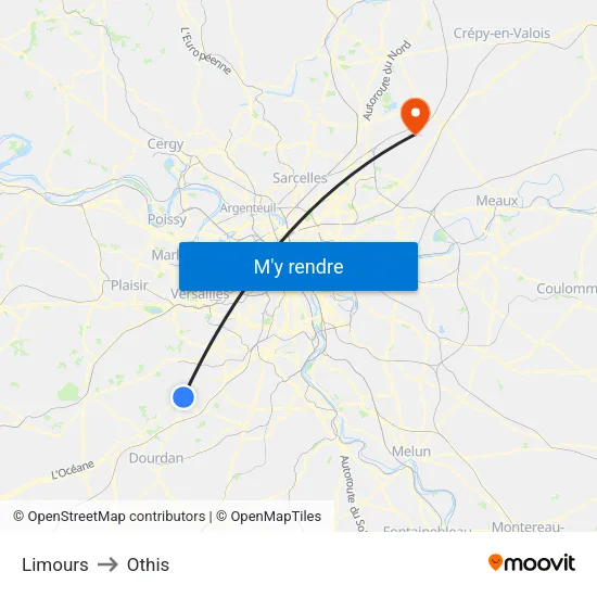 Limours to Othis map