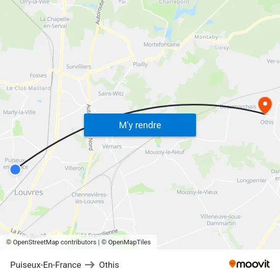 Puiseux-En-France to Othis map