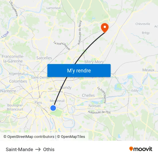 Saint-Mande to Othis map