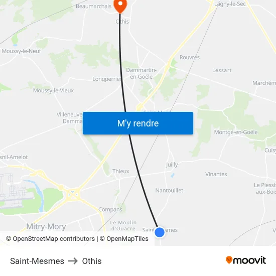 Saint-Mesmes to Othis map