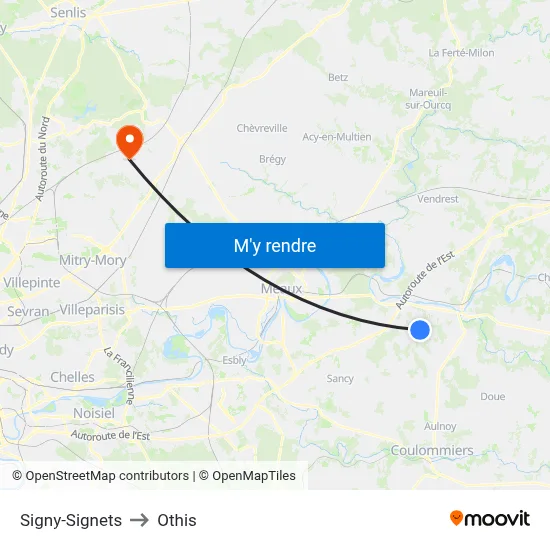 Signy-Signets to Othis map