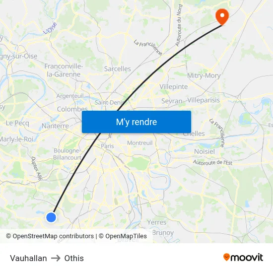 Vauhallan to Othis map