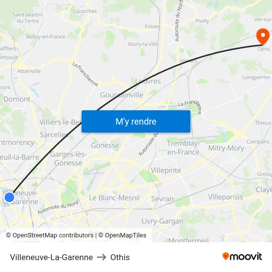 Villeneuve-La-Garenne to Othis map