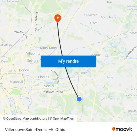 Villeneuve-Saint-Denis to Othis map