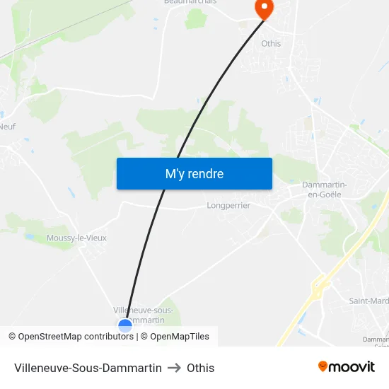 Villeneuve-Sous-Dammartin to Othis map