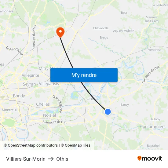 Villiers-Sur-Morin to Othis map