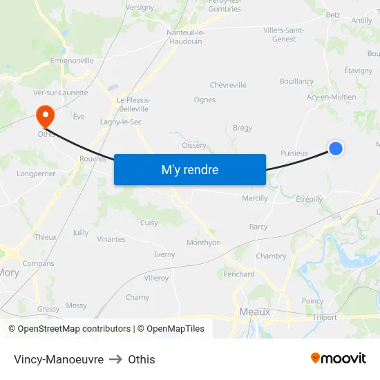 Vincy-Manoeuvre to Othis map