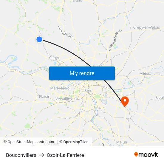 Bouconvillers to Ozoir-La-Ferriere map