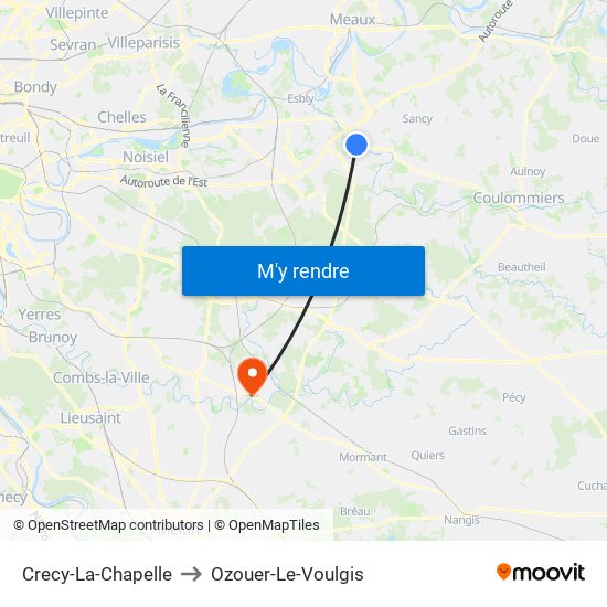 Crecy-La-Chapelle to Ozouer-Le-Voulgis map