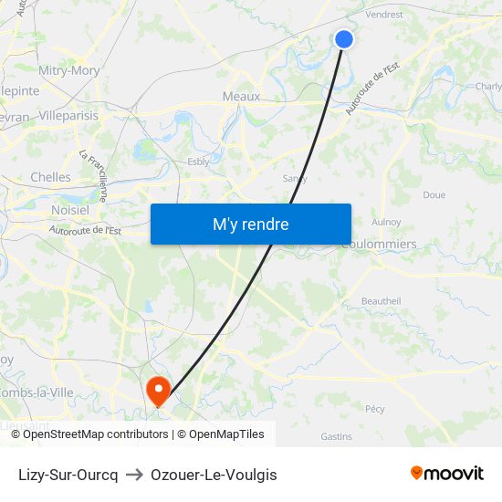 Lizy-Sur-Ourcq to Ozouer-Le-Voulgis map