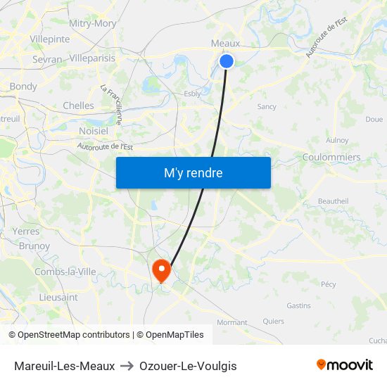 Mareuil-Les-Meaux to Ozouer-Le-Voulgis map