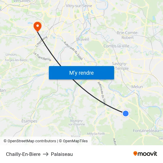 Chailly-En-Biere to Palaiseau map