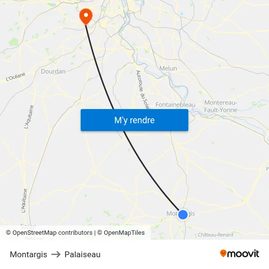 Montargis to Palaiseau map