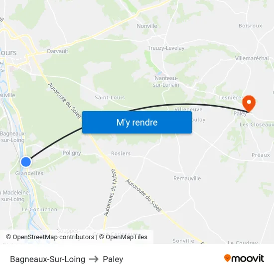 Bagneaux-Sur-Loing to Paley map