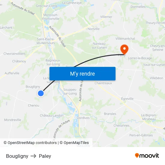 Bougligny to Paley map