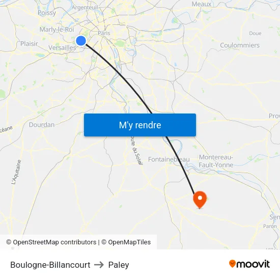 Boulogne-Billancourt to Paley map