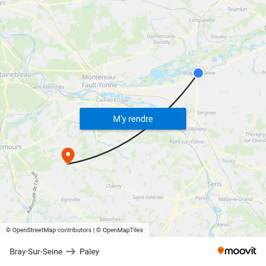 Bray-Sur-Seine to Paley map