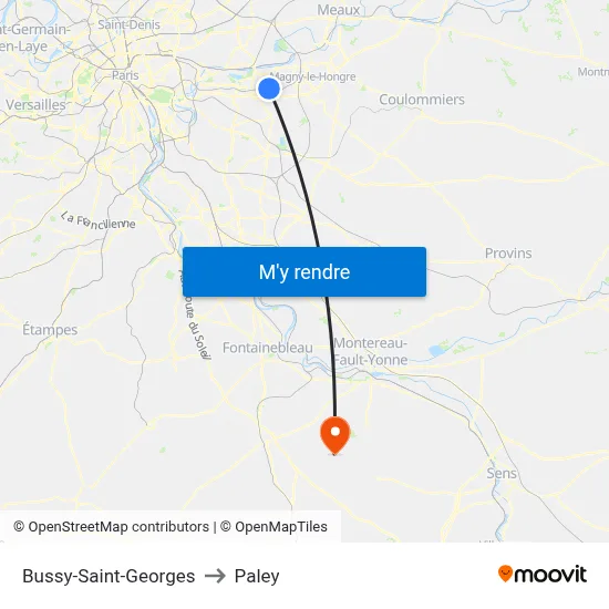 Bussy-Saint-Georges to Paley map