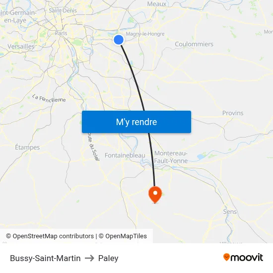 Bussy-Saint-Martin to Paley map