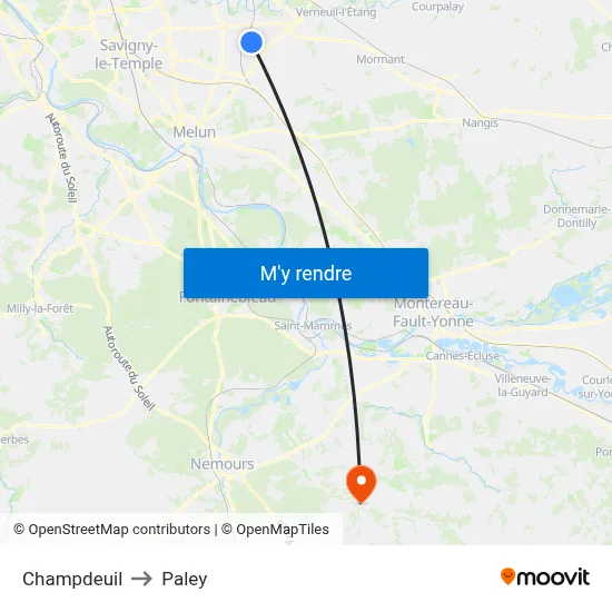 Champdeuil to Paley map