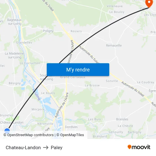 Chateau-Landon to Paley map