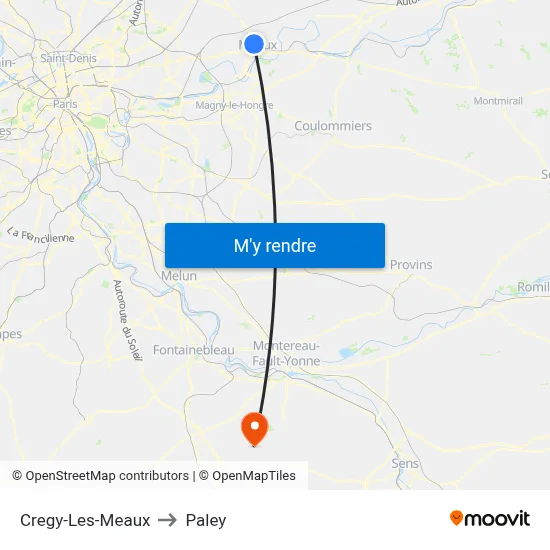 Cregy-Les-Meaux to Paley map