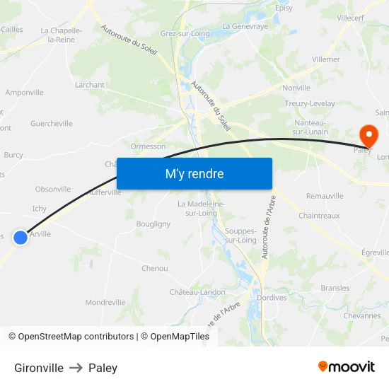 Gironville to Paley map