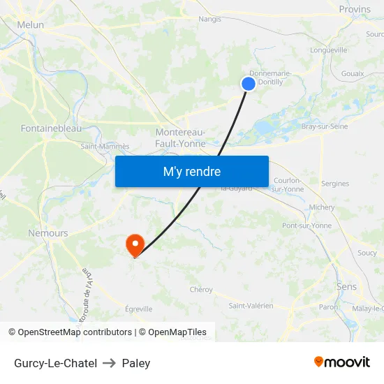 Gurcy-Le-Chatel to Paley map
