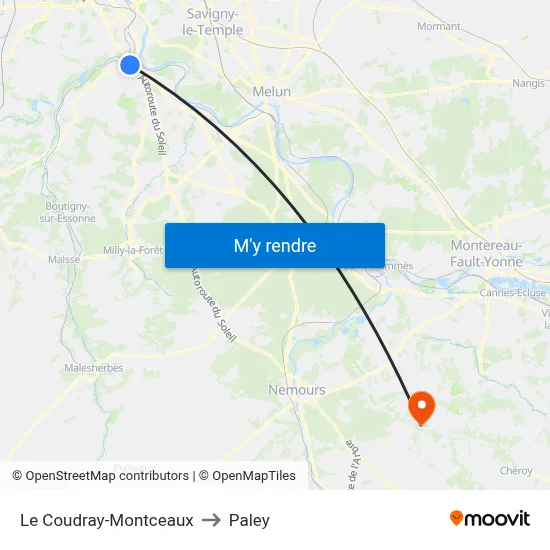 Le Coudray-Montceaux to Paley map