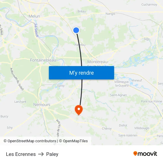 Les Ecrennes to Paley map