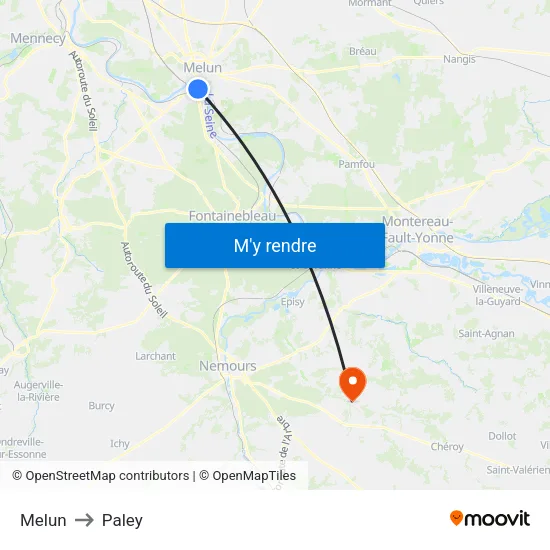 Melun to Paley map