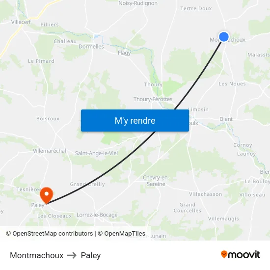 Montmachoux to Paley map