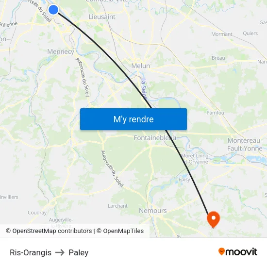 Ris-Orangis to Paley map