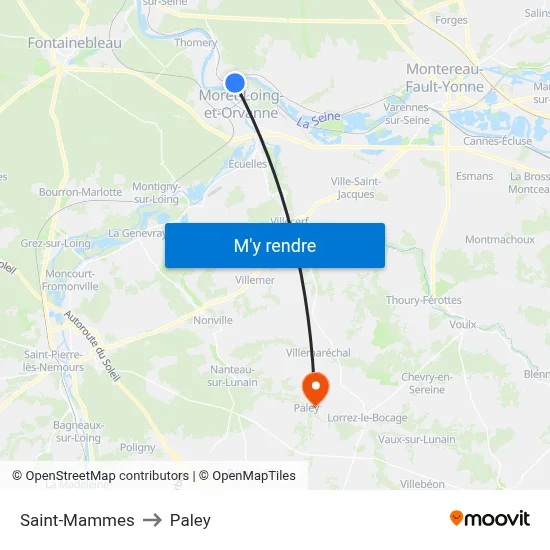 Saint-Mammes to Paley map