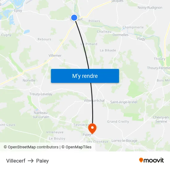 Villecerf to Paley map