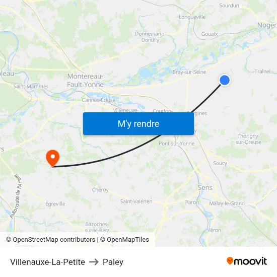 Villenauxe-La-Petite to Paley map