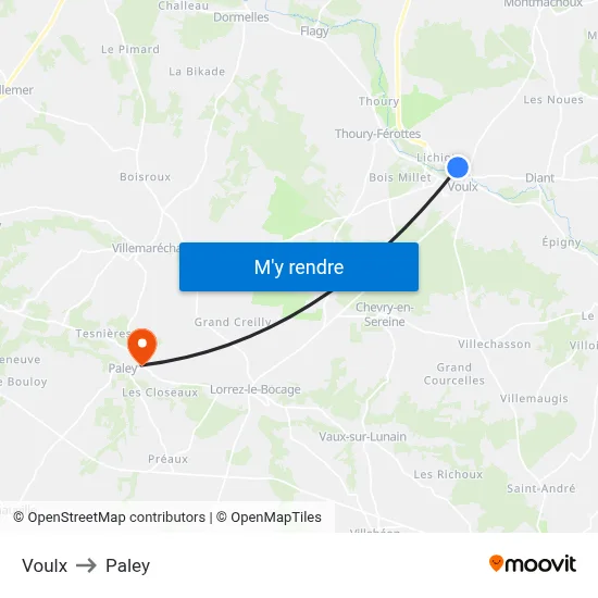 Voulx to Paley map