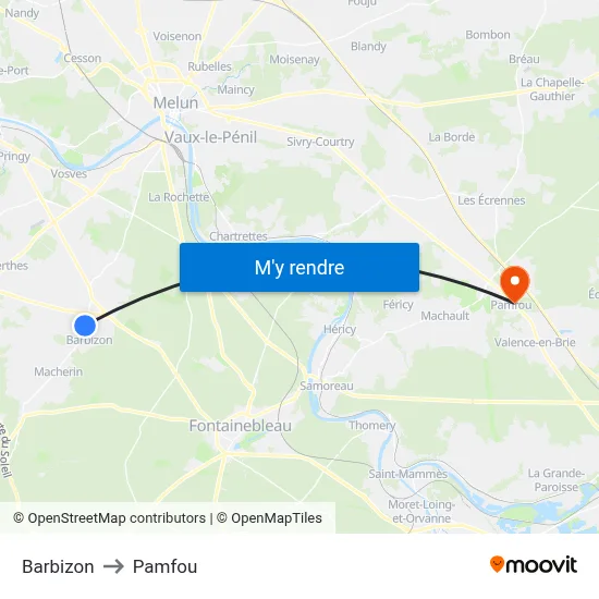 Barbizon to Pamfou map