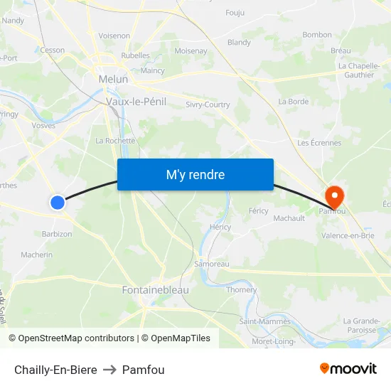 Chailly-En-Biere to Pamfou map