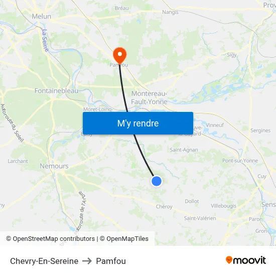Chevry-En-Sereine to Pamfou map