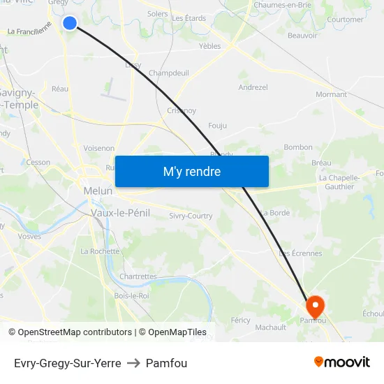 Evry-Gregy-Sur-Yerre to Pamfou map