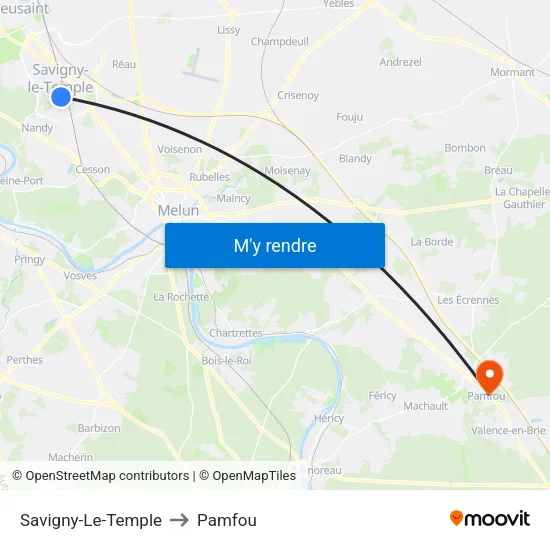 Savigny-Le-Temple to Pamfou map