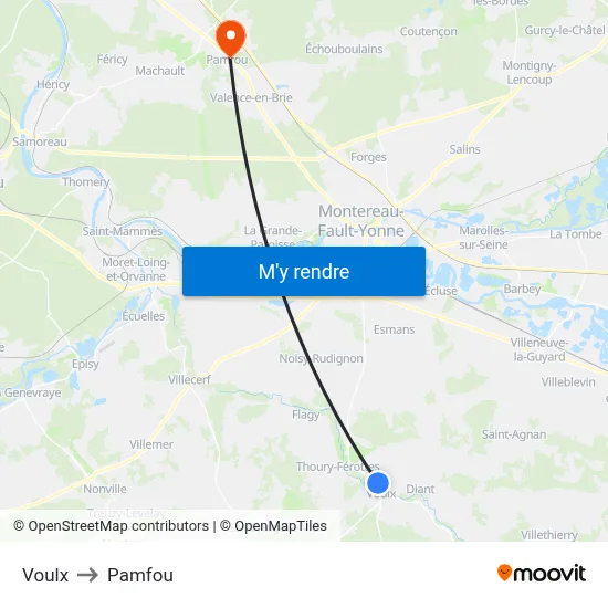 Voulx to Pamfou map