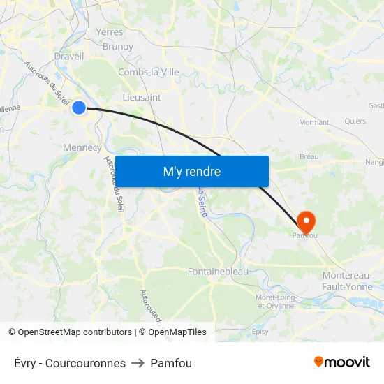 Évry - Courcouronnes to Pamfou map