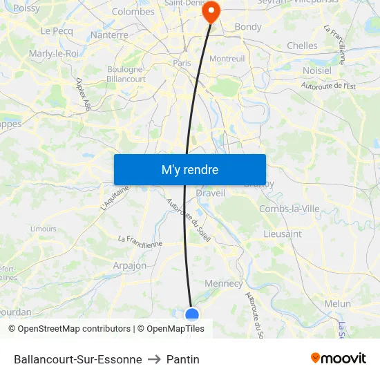 Ballancourt-Sur-Essonne to Pantin map